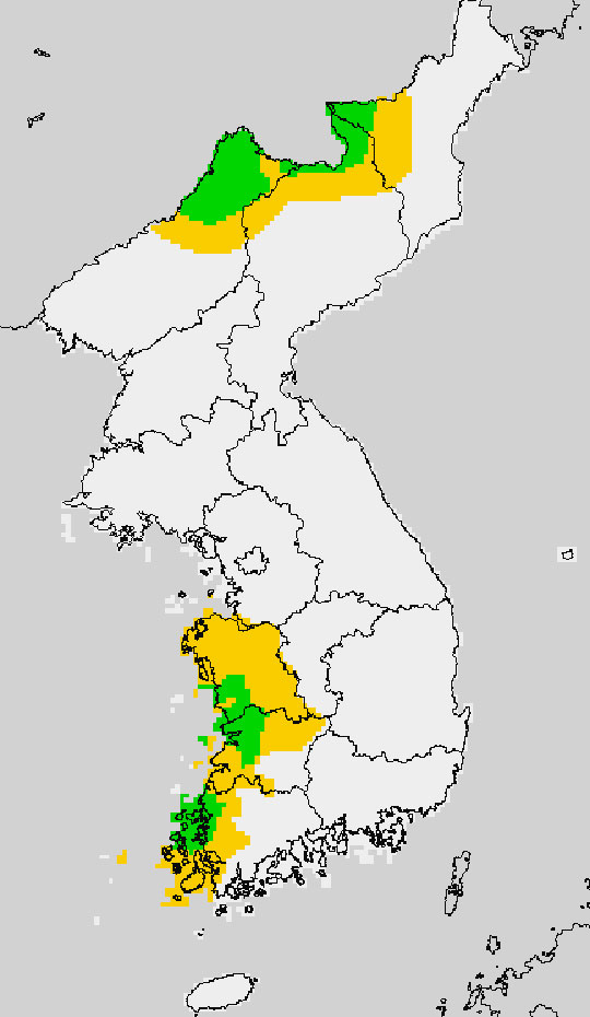 1일 오후 2시 기준 6시간 적설량 / 기상청 그래픽