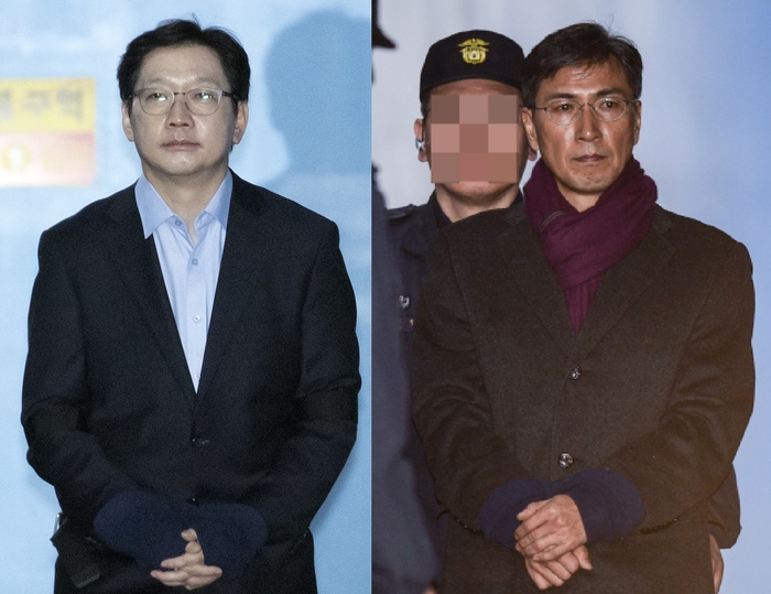 실형을 선고 받고 법정구속 된 김경수 전 경남지사(왼쪽)와 안희정 전 충남지사. 사진=연합뉴스