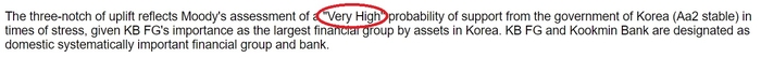 무디스의 KB금융지주 신용등급 리포트