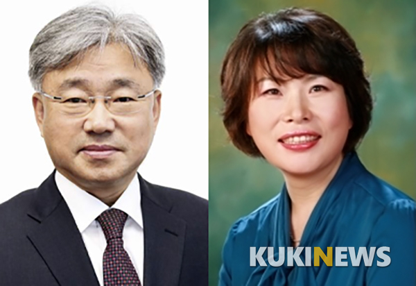 이임한 박철웅 부시장과 후임 유희숙 부시장.(좌로부터)